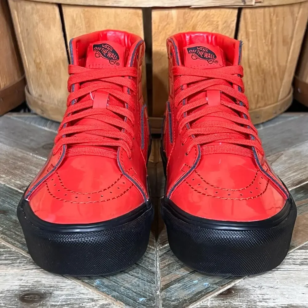 Vans Sk8-Hi Platform 2 David Bowie Ziggy Stardust Red Patent Sneaker Womens 6.5